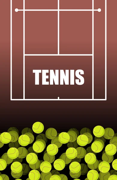  Tennis court and ball. Lot of balls. Tennis background. Sports — Wektor stockowy